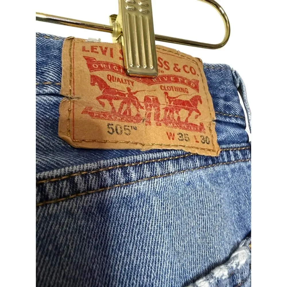 Levi's 505 Mens W36 L30 Straight Fit Blue Denim Jeans Light‎ Wash